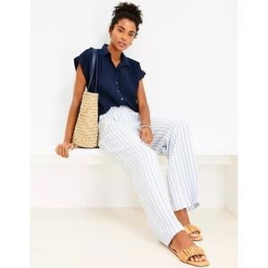 Loft Peyton Trouser Pants in Striped Linen Blend - Size 6